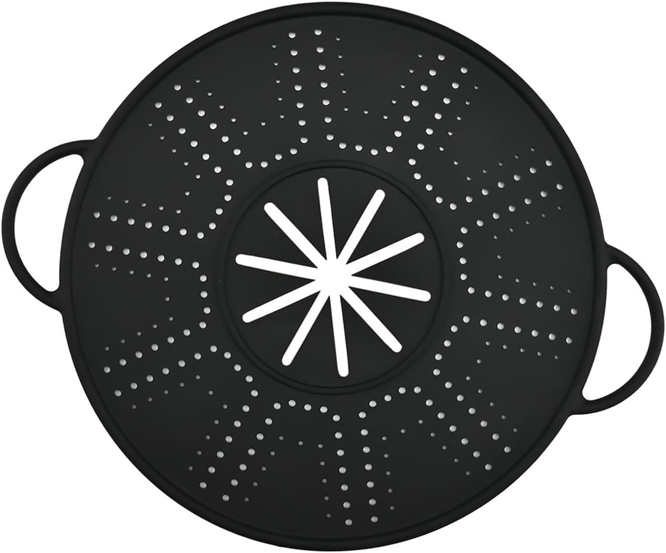 Silicone Spill Stopper Lid, 10.94 in Double Handle Splatter Screen for Boil-Over and Oil Splatter, Black