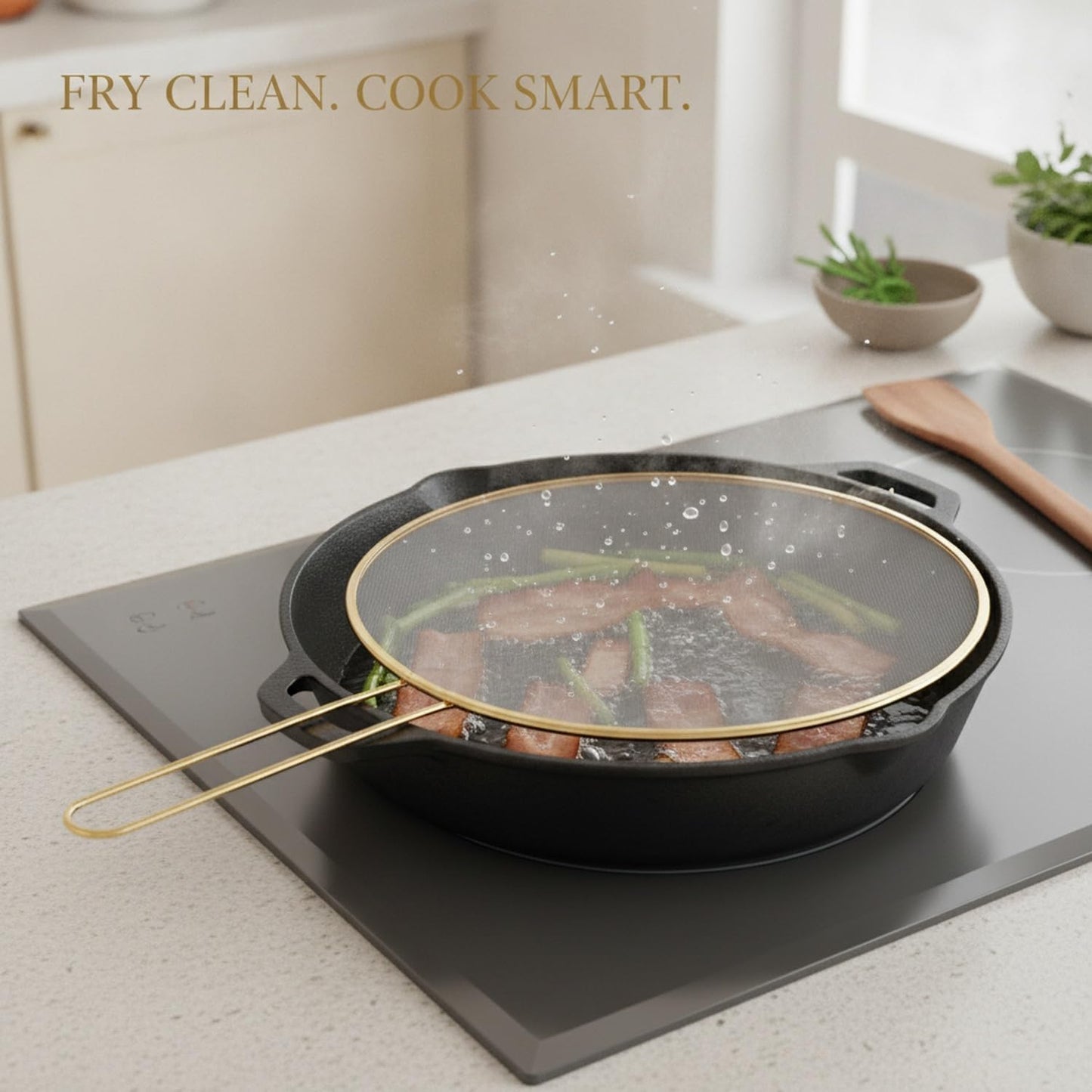 Stainless Steel Splatter Screen for Frying Pan, 13 Inch Mesh Oil Guard to Keep Stovetop Clean (1 Piece)