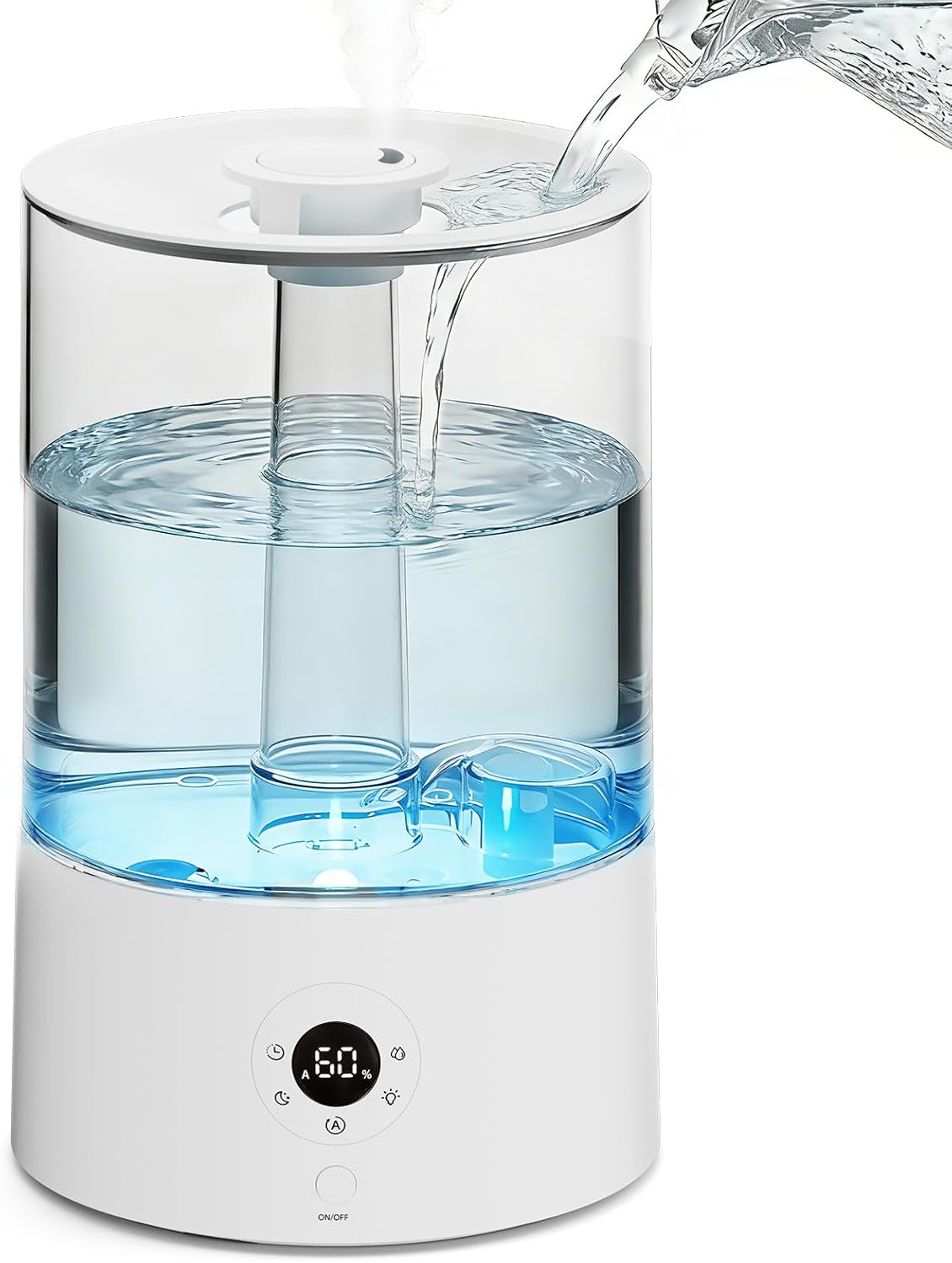 Electactic 4L Top Fill Humidifier for Bedroom, Auto Constant Humidity, Smart Control, Quiet Ultrasonic Cool Mist, 360° Nozzle, 3 Mist Levels, 7-Color Light for Home Office Baby Room