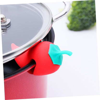 4Pcs Chili Silicone Pot Lid Lifter Heat Resistant Spill Stopper Kitchen Gadget for Preventing Boil Overs and Enhancing Air Circulation