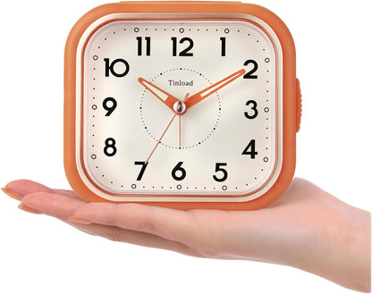 Tinload 4.3" Vintage Retro Analog Alarm Clock, Super Silent Non Ticking Clock with Manual Light, Snooze, Battery Operated, Simply Design, for Living Room, Bedroom, Bedside, Desk(Blue-V2)
