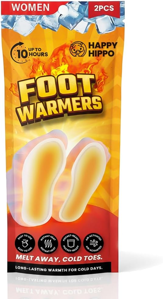 Women's Foot Warmers, Lasts 10hrs, Heats Fast, 2-3 Min Activation, Heated Feet Warmers, Camping, Hiking, Skating, Skiing; Blizzards, Cold Winter or Summer Nights