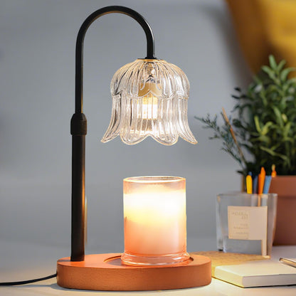 CRMILL Candle Warmer Lamp with Timer: Adjustable Dimmable Height Adjustable Warming - Flower Shape Wax Lamp Jar Candles No Flame Modern Home Decor Table Lights - Home Living Bedroom