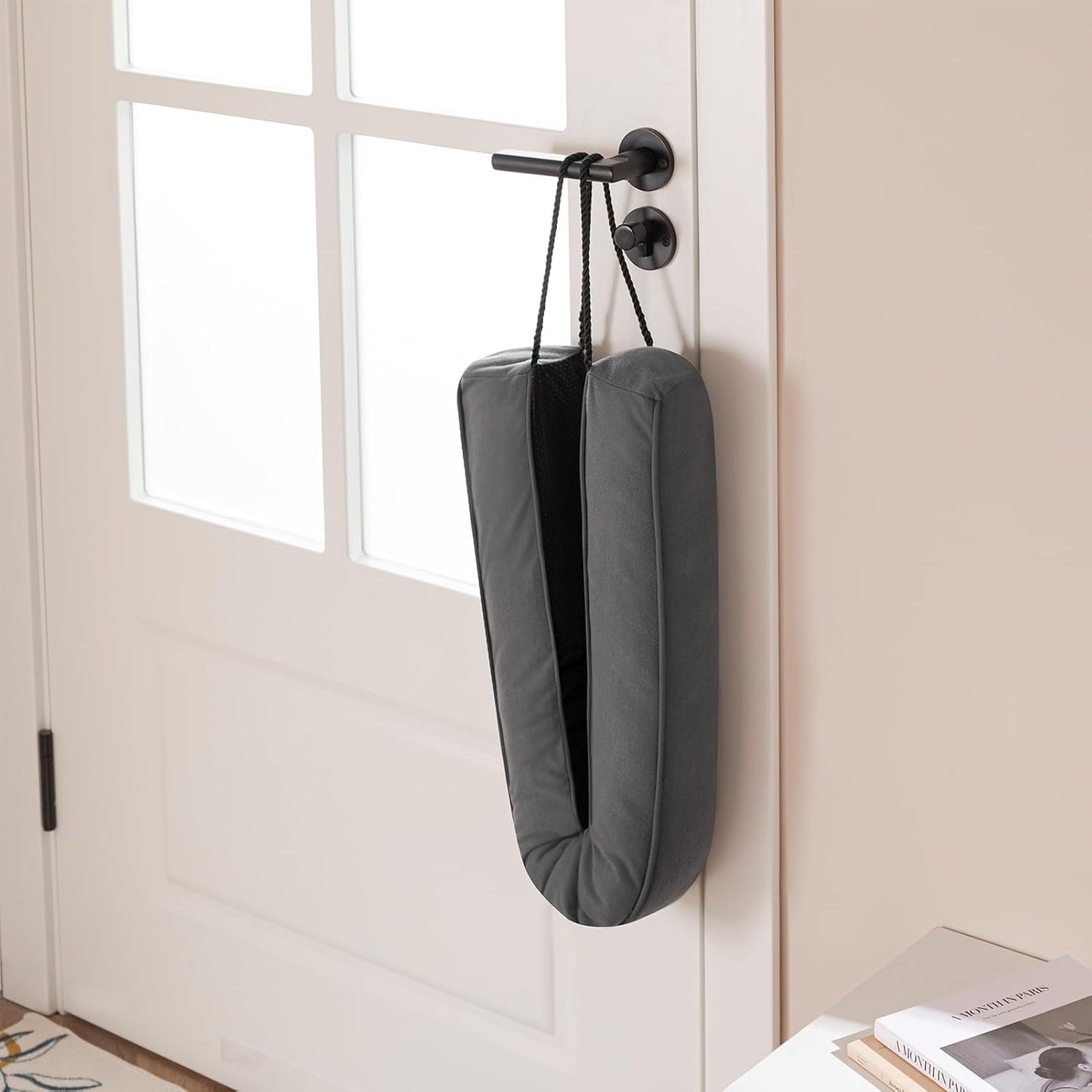 Door Draft Stopper with Removable Washable Cover, 38", Black | Weighted Gap Filler, Blocks Hot and Cold Air, All-Season Seal, Easy Install, Noise & Wind Blocker, Home Essentials