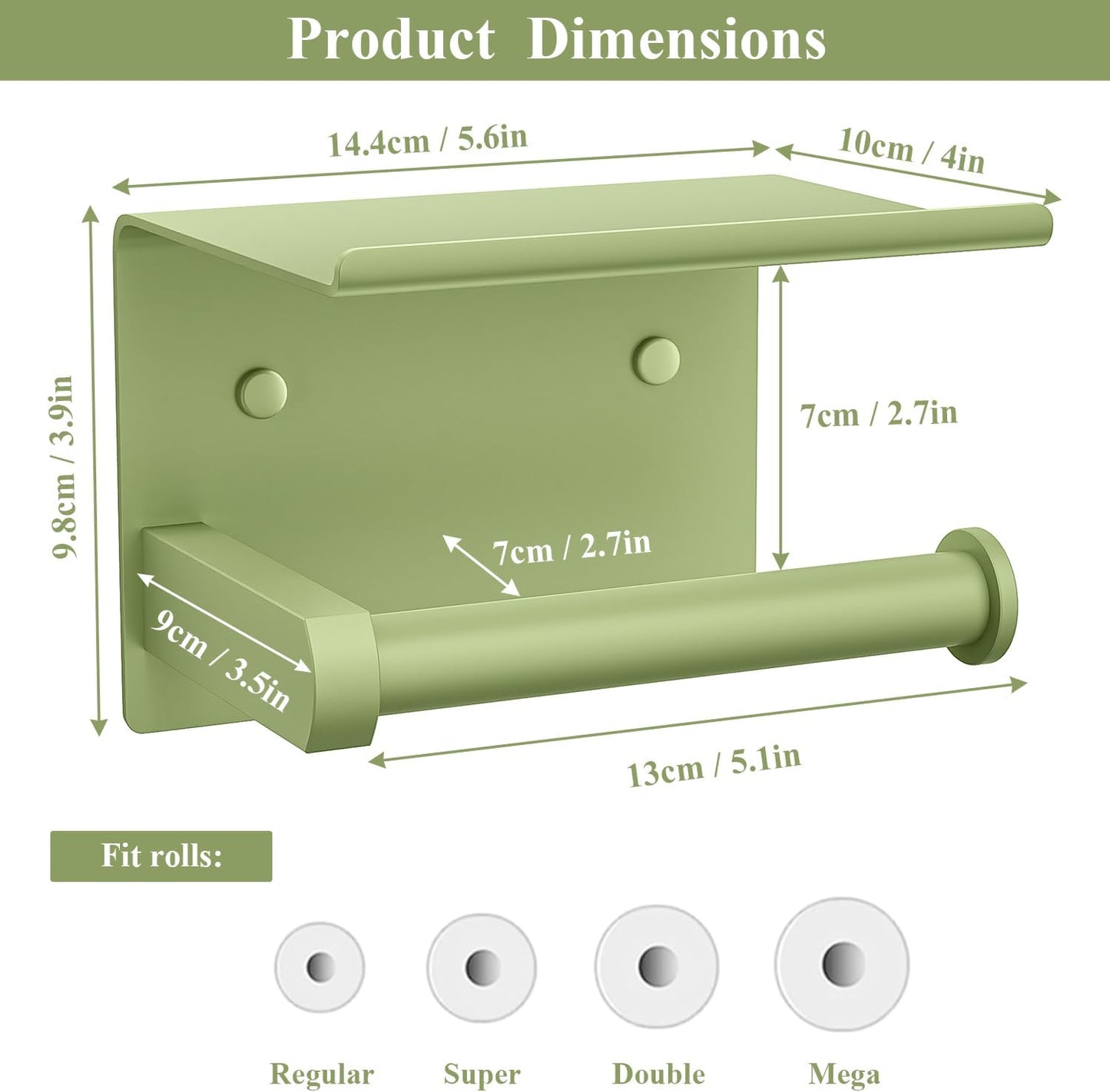 Toilet Paper Holder with Shelf Wall Mounted Toilet Paper Roll Dispenser | Heavy Duty Stainless Steel Brushed Nickel