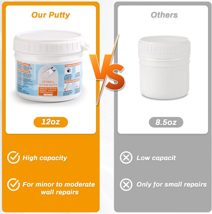 Drywall Repair Kit, Drywall Patch Repair Kit with 8.8OZ White Wall Repair Putty, Scraper Sandpapers Gloves for Heavy Duty Plaster Wall Repair, Easy to Fill Holes in Home Wall & Quick Repair Crack