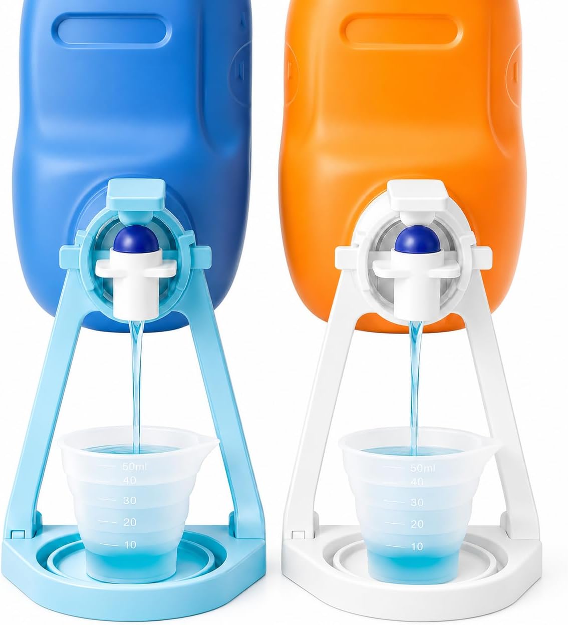 2 Pack Laundry Detergent Dispenser with Laundry Cup Holder and Drip Tray, Detergent Drip Catcher Fits Most Economic Sized Bottles
