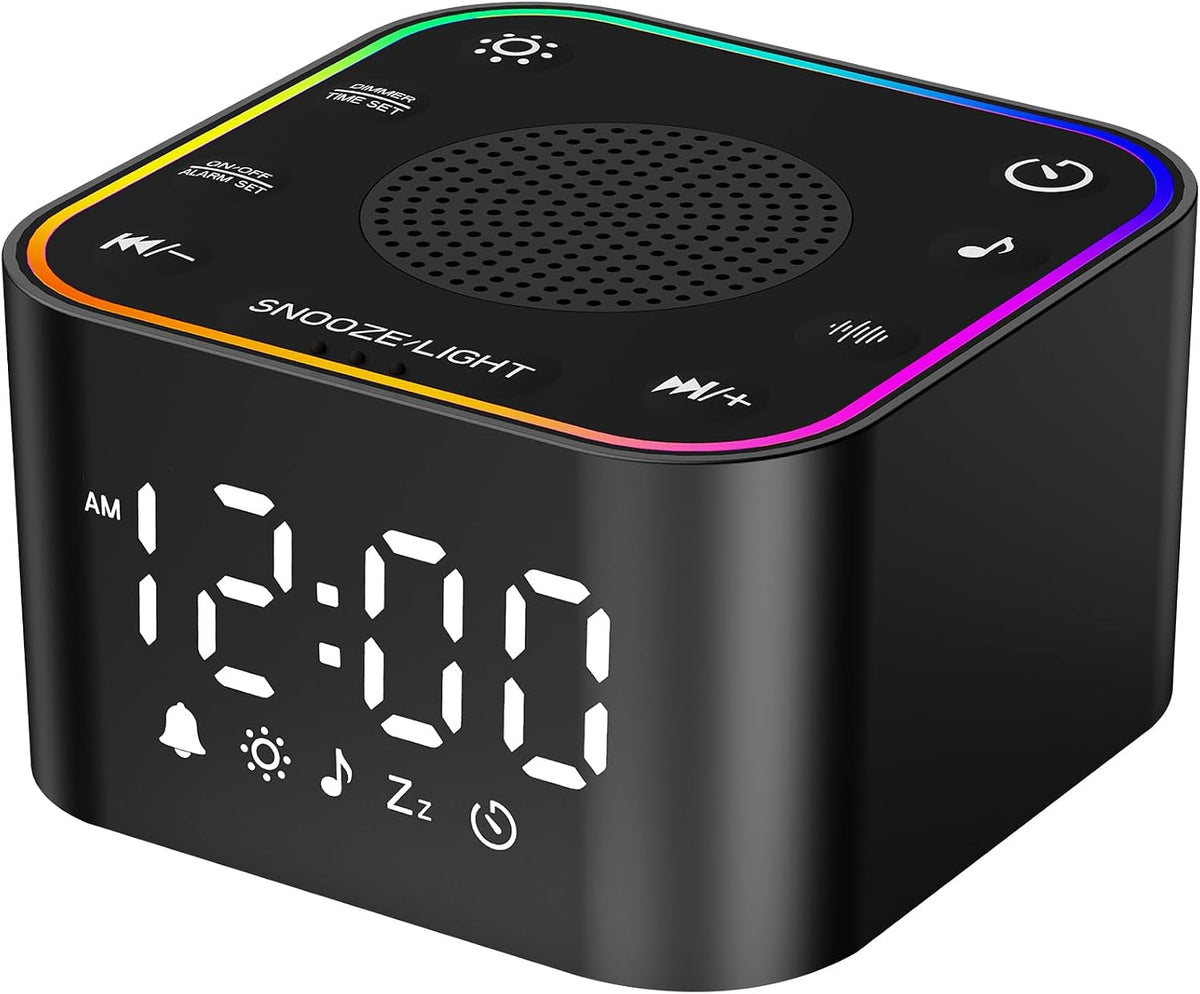 2-in-1 Sound Machine Alarm Clock: 30 Non-Looping Sounds, Compact