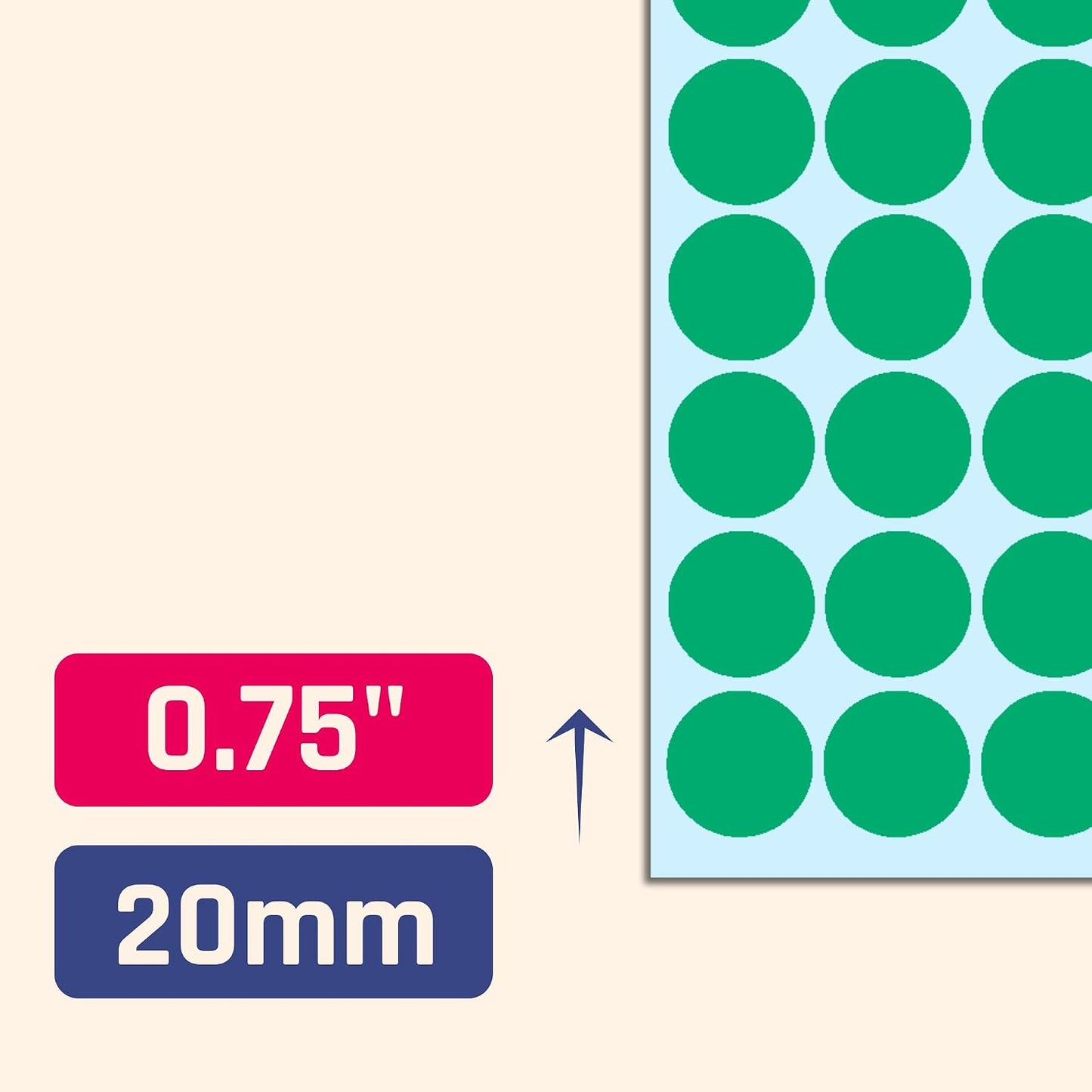 2000 Pack, 3/4" Round Colored Dot Stickers Labels - 10 Colors