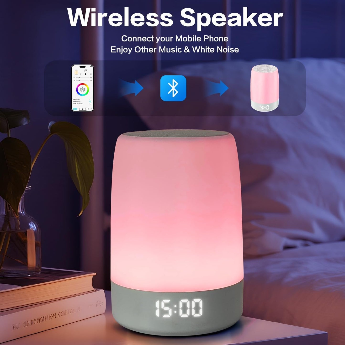 Teen Sound Machine White Noise Machine with 32 Soothing Sounds, Bluetooth Speaker Alarm Clocks for Bedrooms with Wake up Light, Night Light for Kids, Gifts for Teenage Girls Boys Women