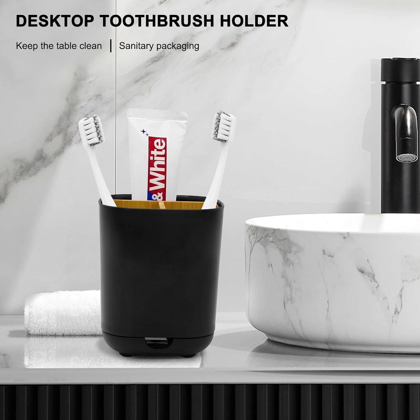 Toothbrush Holder with Bamboo Divider,Detachable for Easy Cleaning Bathroom Countertop Organizer,Plastic 3 Slots Electric Toothbrush and Toothpaste Holders Storage Caddy for Bathroom Vanity,Sink(Grey)
