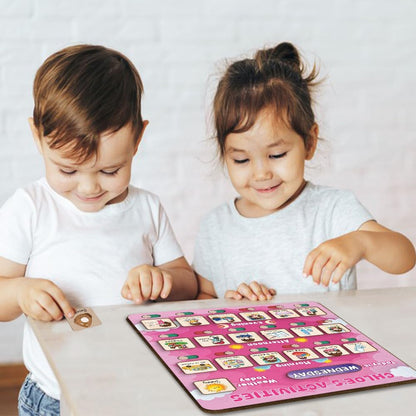 Daily Routine Chart for Kids, Visual Schedule, Routine Chart for Toddlers 3-5, Morning Bedtime Routine Chart for Toddlers, Wooden Chore Chart for Kids