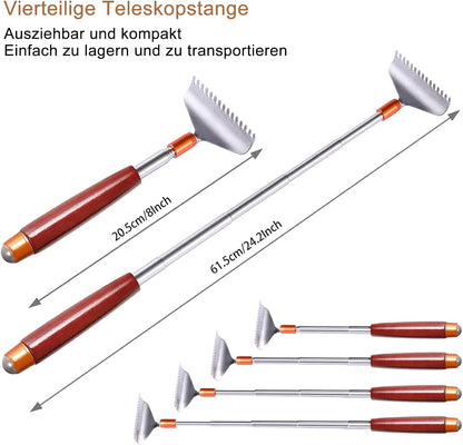 Large Back Scratcher, Body Scratcher for Adults Extendable Long 24Inch, Thick Wooden Handle Steel Massage Roller, Extra Wider Rake Claw, Sturdy Backscratchers Hand Massager Tool | Self Body Massage Tool