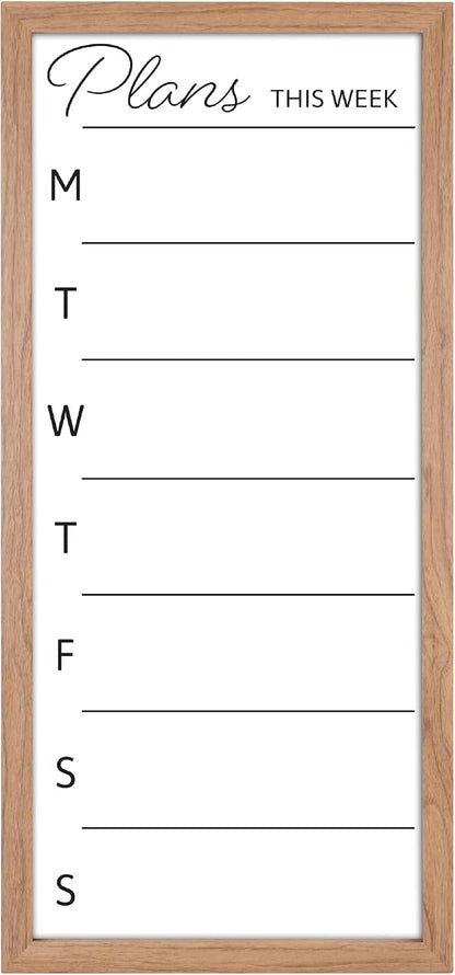 MCS Dry Erase Weekly Meal Planner Black Framed Calander Whiteboard, 11x24 | Dry Erase Weekly Meal Planner Black Framed Calander Whiteboard Frame, 11x24 Inch