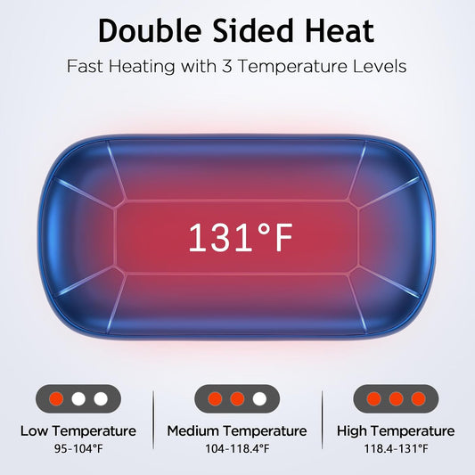 Hand Warmers Rechargeable, Portable Electric Hand Warmer, Double-Sided Heating USB Pocket Heater Therapy Great for Raynauds, Hunting, Golf, Camping, Women Mens Gifts