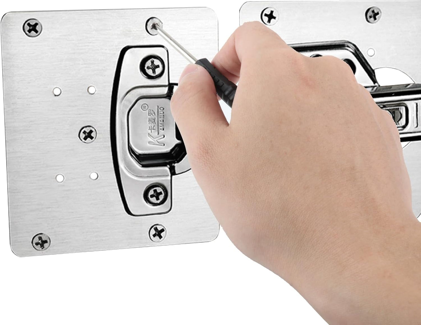 10 Pcs Cabinet Hinge Repair Plate Kit Stainless Steel 3.54" | Hinge Repair Boards for Cupboard, Furniture, Kitchen Doors. Easy Fix. Comes with 60 Screws & Screwdriver.