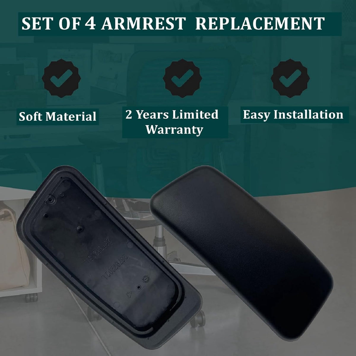 Chair Armrest Replacement, Arm Pad Caps Replacement for Haworth Zody Office Chair 1 Pair (Black)