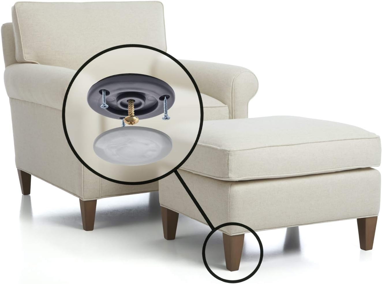 GorillaGlides 1 Inch Chair Sliders/Furniture Floor Protectors (16 Furniture Glides) Self-Adhesive Screw On Chair Glides for Sliding on Low-Pile Carpet & Hard Surface Floors, Round