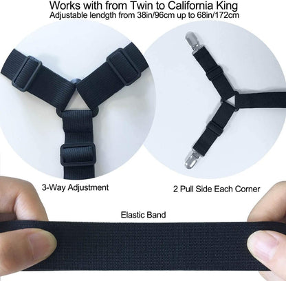 RZJZGZ 4Pcs Bed Fitted Sheet Straps Clips Adjustable Crisscross Sheets Clip