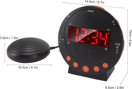 Yosoo Health Gear Extra Loud Alarm Clock, 115dB Bed Shaker with Red Flashing Light for Heavy Sleepers Elderly Students Dorm Room
