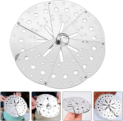 Adjustable Stainless Steel Spill Stopper Lid Cover - Anti-Spill, Anti-Fade, Space-Saving, Fits Various Pots, 8.85 Inch, Silver