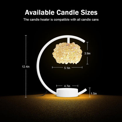 Yeuslor Gold Candle Warmer Lamp for Jar Candles with Adjustable Brightness＆Timer，Handcrafted Crystal＆Wooden Base, Luxurious Design,Home Decoration Electric Candle lamp(C-Shaped)