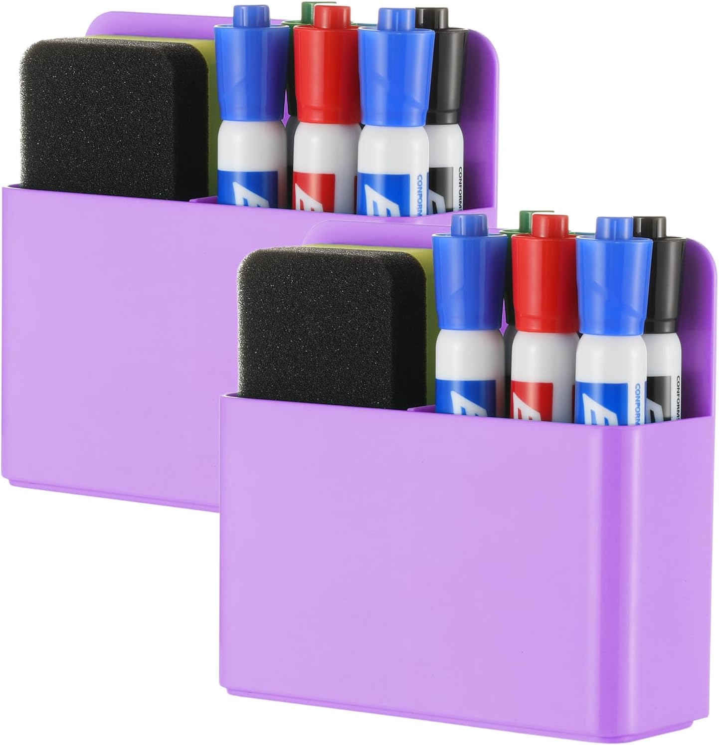 Camelmother 2Pcs Magnetic Dry Erase Marker Holder For Whiteboard Fridge | 2Slots Locker Accessories Teacher Classroom Must Haves Fridge magnets