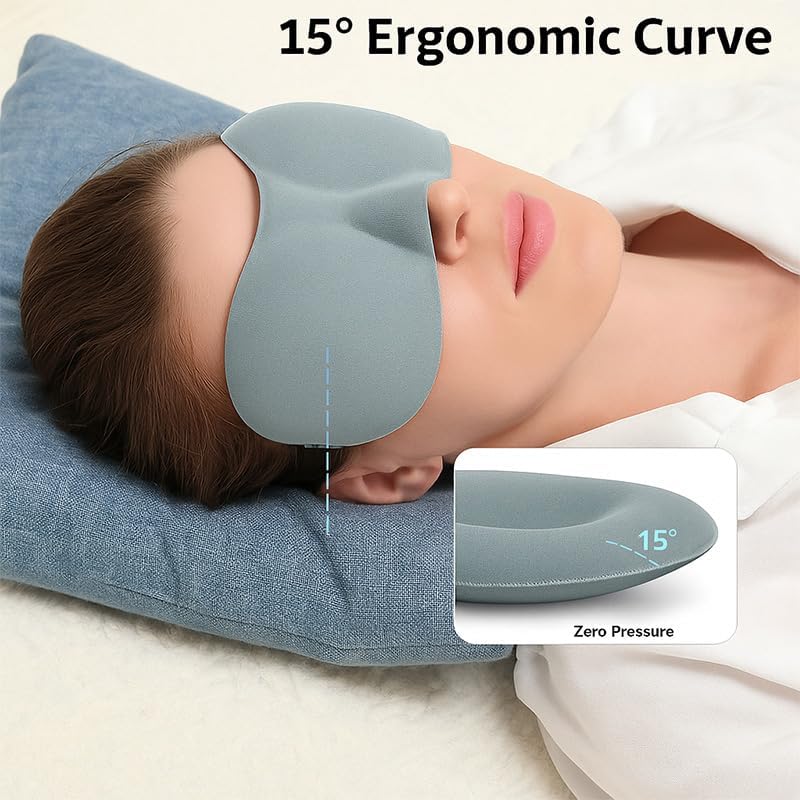 Sleep Mask for Back and Side Sleepers 1 Pack, 3D Light Blocking Eye Mask for Sleeping, Zero Pressure Eye Cover for Women and Men, Lightweight Breathable Night Blindfold Black