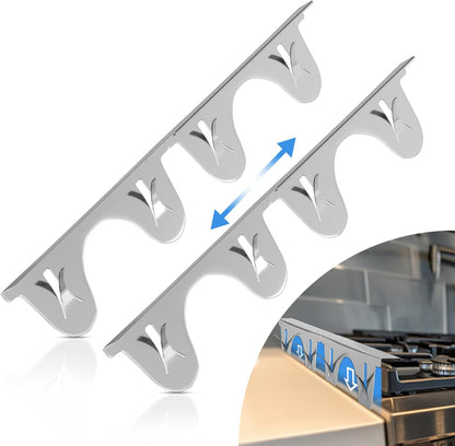 Stainless Steel Stove Gap Cover (2 Pack, Black), Stove Gap Filler for Kitchen, Range Trim Kit, Heat Resistant with Easy Clean, Adjustable Length 13.8” to 27.5”