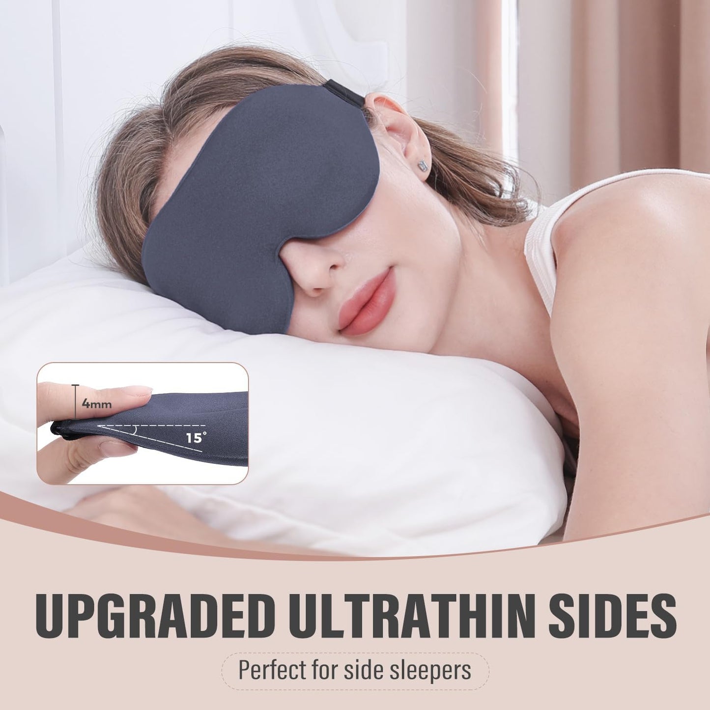 YIVIEW Sleep Mask for Side Sleeper, Complete Light Blocking 3D Sleeping Eye Mask, Soft Breathable Eye Cover for Women Men, Relaxing Zero Pressure Night Blindfold | Soft Breathable Eye Cover for Women Men, 3D Sleeping Eye Mask Black, Relaxing Travel