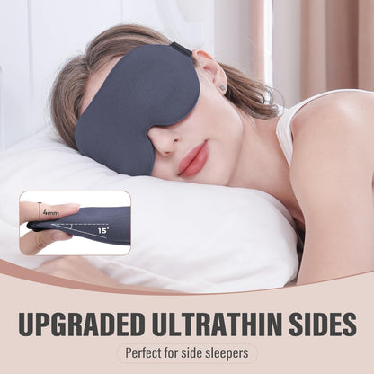YIVIEW Sleep Mask for Side Sleeper, Complete Light Blocking 3D Sleeping Eye Mask, Soft Breathable Eye Cover for Women Men, Relaxing Zero Pressure Night Blindfold | Soft Breathable Eye Cover for Women Men, 3D Sleeping Eye Mask Black, Relaxing Travel