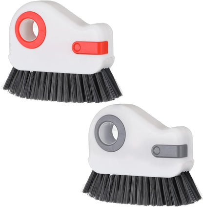 Qianyu 2 PCS Groove Cleaning Brush 2 in 1 Window Track Cleaning Tool Crevice Cleanings Brush Multifunction Hard Bristle with Hidden Scraper Grout Cleaner Grip Brushes for Slid Door Track Window Sill