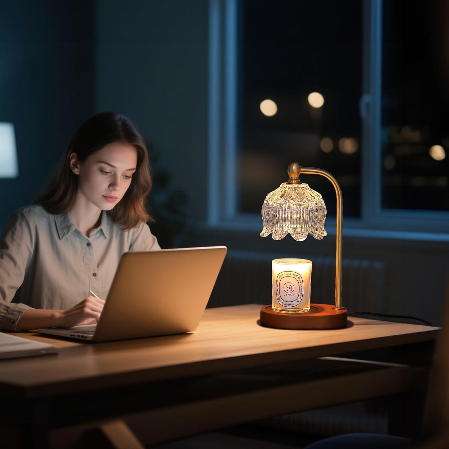 Candle Warmer Lamp with Timer and Dimmer,Electric Gold Light Gifts for Women Melt Wax Warmer Lamp with 2 Bulbs for Candle Jars House Warming New Home Decor Bedroom