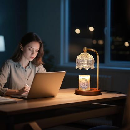 Candle Warmer Lamp with Timer and Dimmer,Electric Gold Light Gifts for Women Melt Wax Warmer Lamp with 2 Bulbs for Candle Jars House Warming New Home Decor Bedroom