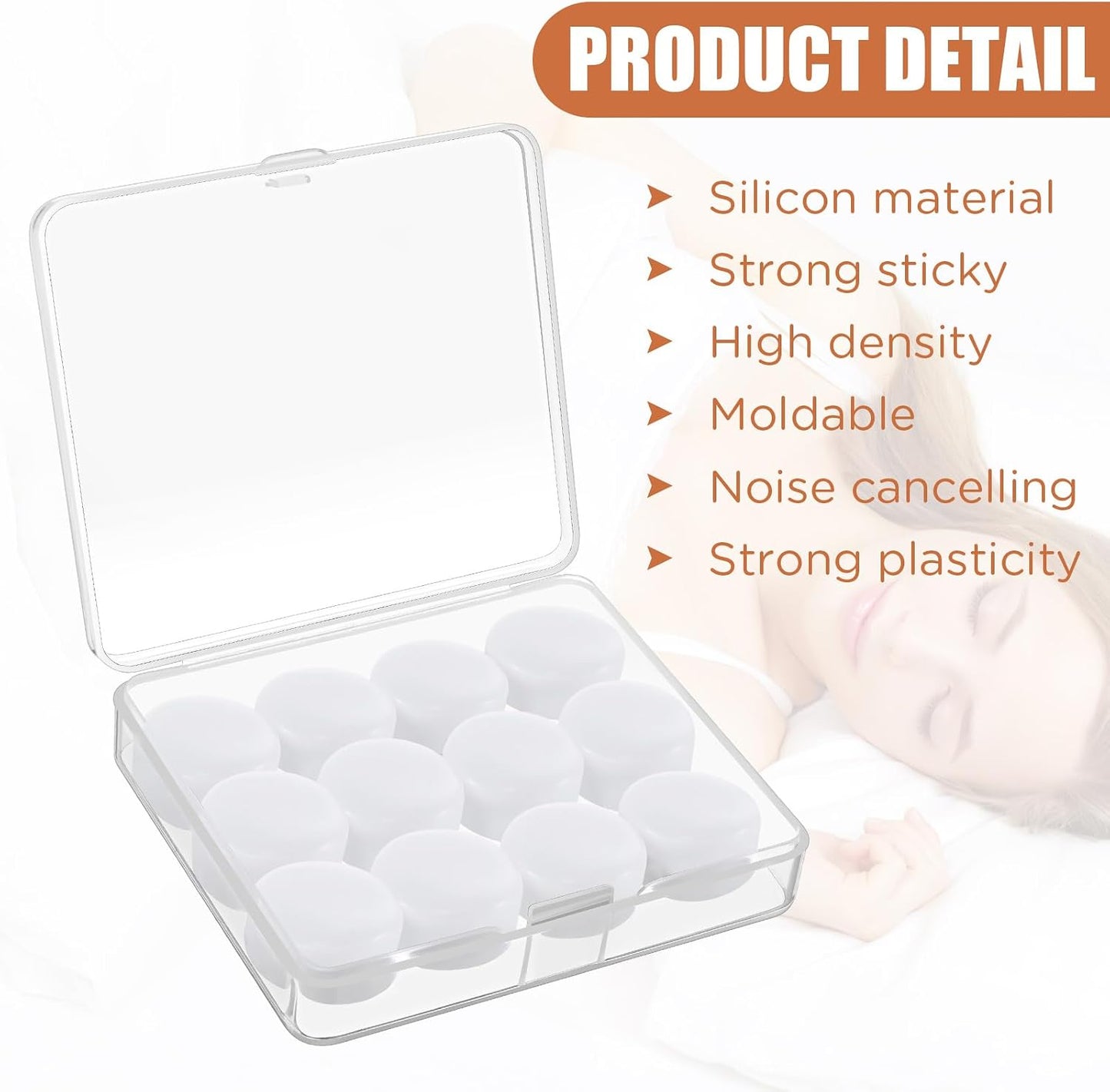 TrelaCo 12 Pack Soft Ear Plugs for Sleeping, Reusable Moldable Silicone Earplugs Noise Cancelling Reduction for Concerts, Swimming, Shooting, Snoring, Airplane, Musicians, Motorcycle (Pink)