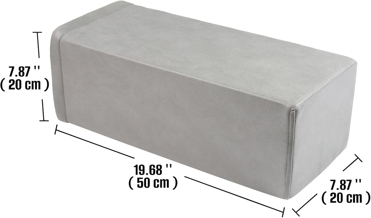 2 Pack Couch Arm Rest Pillow, 6''x6''x20'' Faux Leather Waterproof Cover, High Density Foam Armrest Cushion, Removable & Washable Elbow Support for Sofa, Bed, and Armchair (Medium Grey)