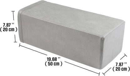 2 Pack Couch Arm Rest Pillow, 6''x6''x20'' Faux Leather Waterproof Cover, High Density Foam Armrest Cushion, Removable & Washable Elbow Support for Sofa, Bed, and Armchair (Medium Grey)