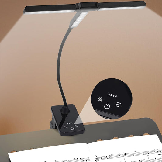Music Stand Light Clip On: Rechargeable Type-C Touch Folding Piano Lights | Portable Sheet Music Binder Clamp Light with 3 Brightness for Choral Folder, Keyboard, Guitar, Book Reading