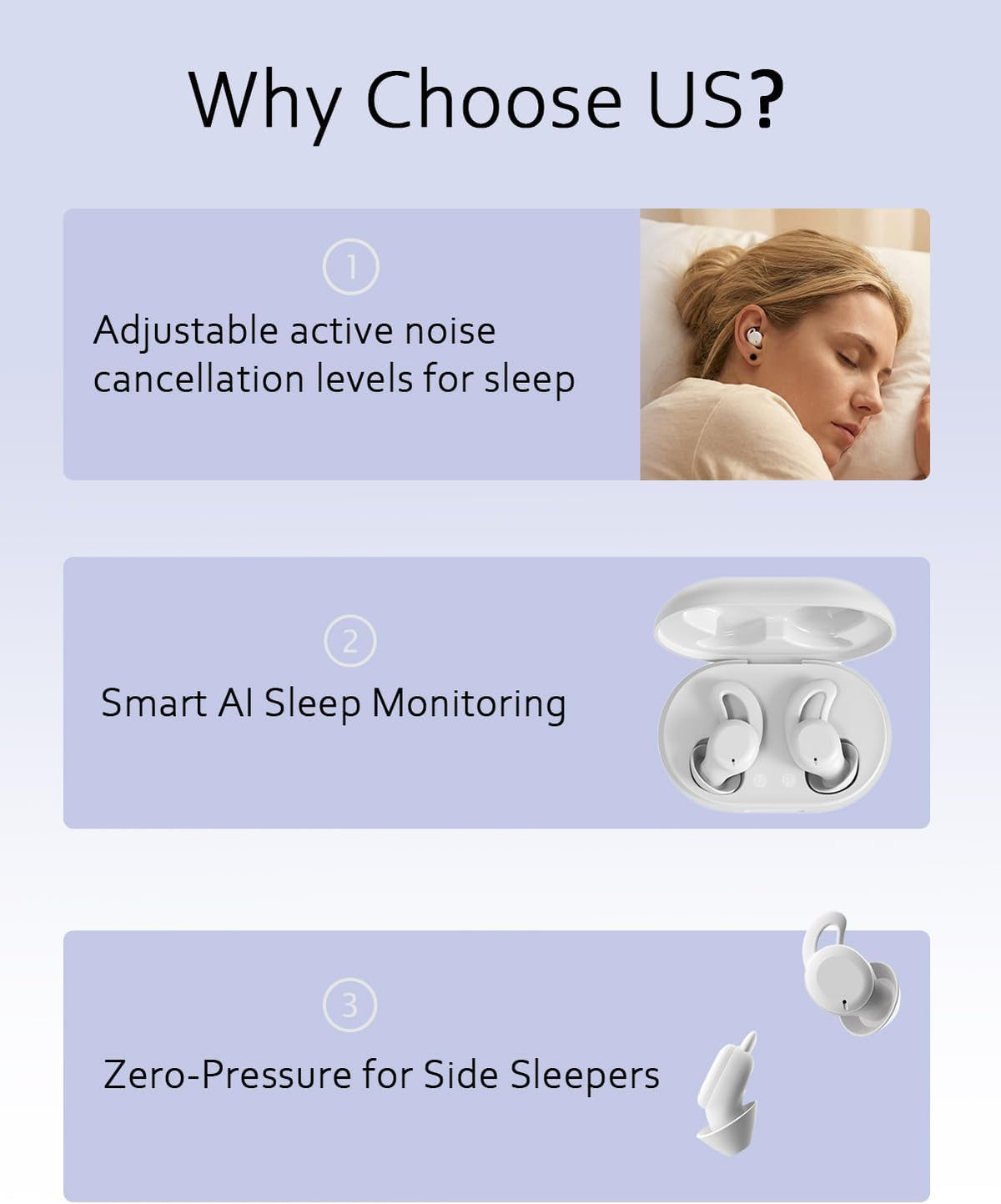Sleep ANC Earbuds, Noise Cancelling Comfortable Side Sleeper Headphones