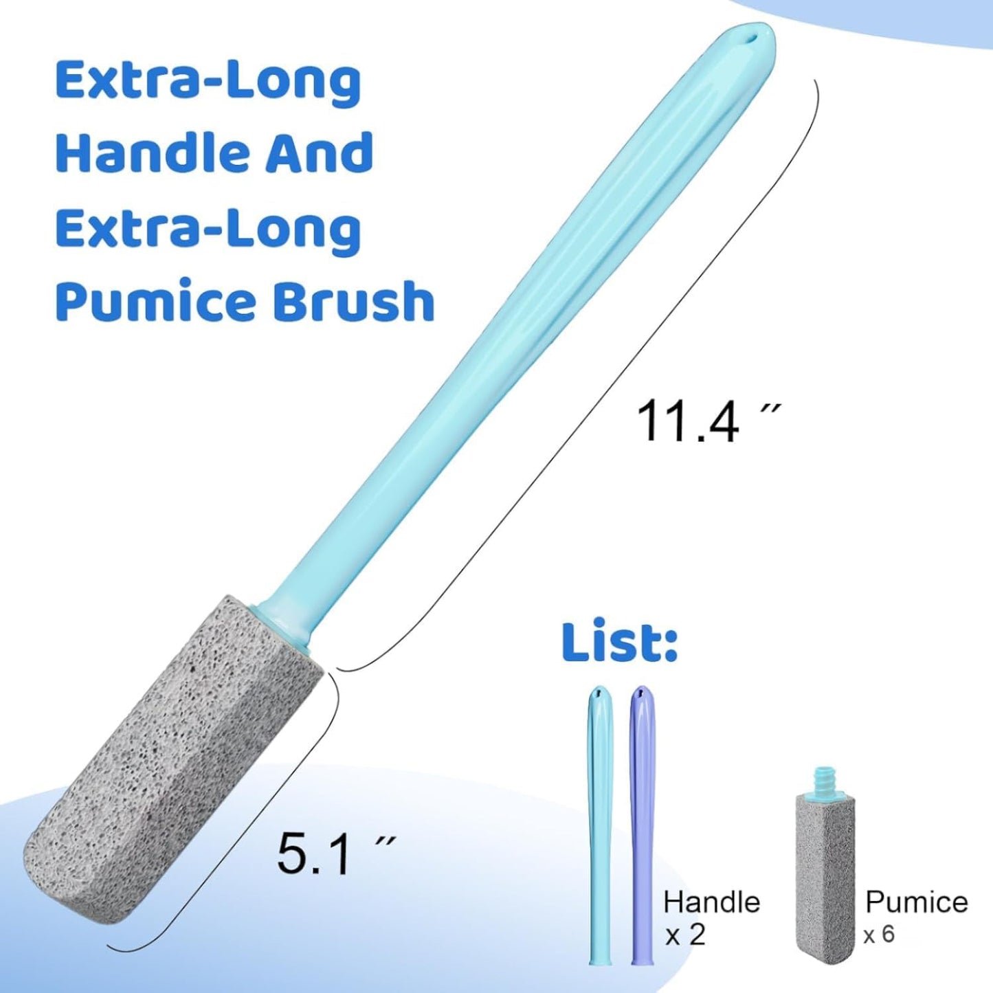 Pumice Stone Toilet Bowl Cleaner with 11.8 Inch Handle, Multi-Surface Cleaning Tool for Bathroom, Pool, Grill (6 Pack)