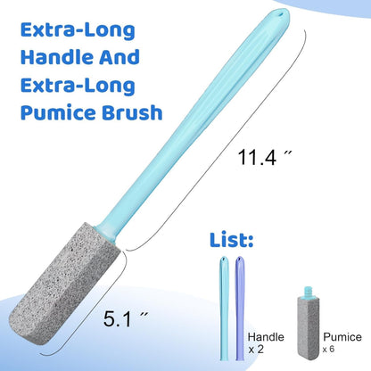 Pumice Stone Toilet Bowl Cleaner with 11.8 Inch Handle, Multi-Surface Cleaning Tool for Bathroom, Pool, Grill (6 Pack)