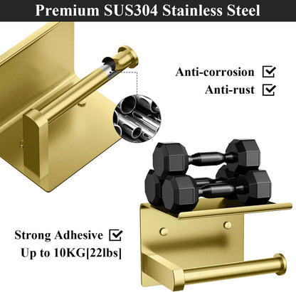 Toilet Paper Holder with Shelf Wall Mounted Toilet Paper Roll Dispenser | Heavy Duty Stainless Steel Brushed Nickel