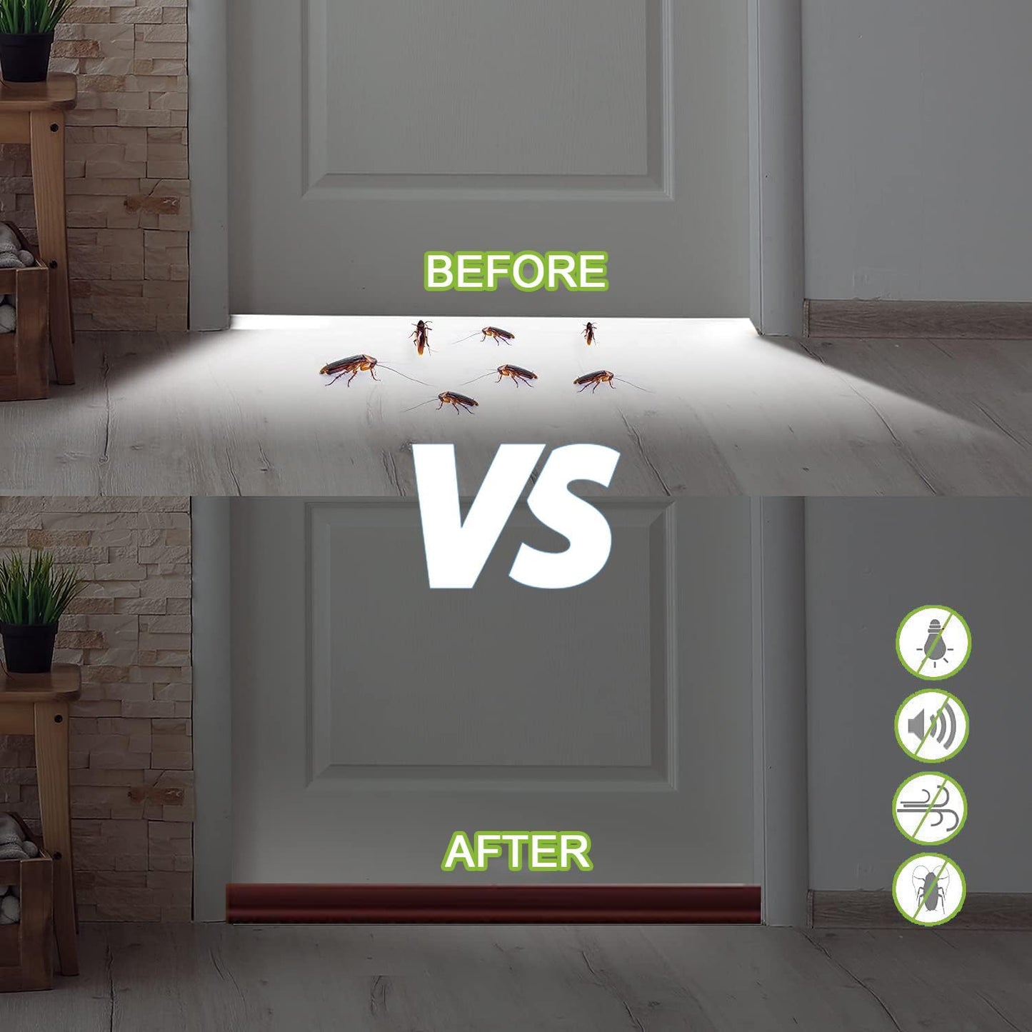 2 PCS Brush Door Sweep, Draft Stoppers Bottom, 2" W x 39" L, Black | No Residue, Strong Adhesive Draft Stopper with Brush for Interior Door, Bottom Seal Strip for Protection Against Bug, Dust