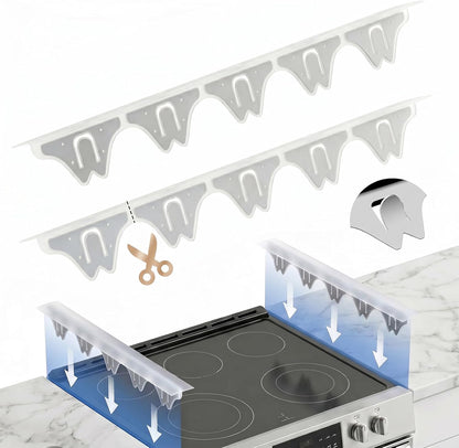 Silicone Stove Gap Covers with Stainless Steel, Oven Gap Filler Seals Gaps Between Stovetop and Counter, Stove Gap Guards Range Trim Kit, Easy to Clean Stove Gap Guard (Black 2 Pack,25")