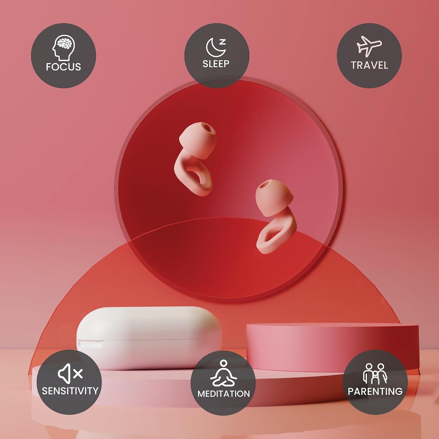 Zenz Unwind Ear Plugs for Sleeping Noise Reduction - Comfy Reusable Soft Silicone Earplugs for Focus, Study, Work - 8 Pair Eartips in XS/S/M/L - 27dB Hearing Protection with Storage Case - Onyx Black