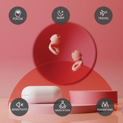 Zenz Unwind Ear Plugs for Sleeping Noise Reduction - Comfy Reusable Soft Silicone Earplugs for Focus, Study, Work - 8 Pair Eartips in XS/S/M/L - 27dB Hearing Protection with Storage Case - Onyx Black