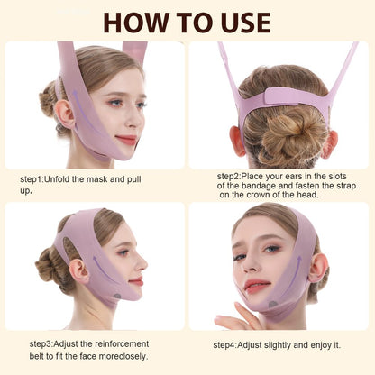 V-Line Lifting Mask, Chin Strap for Sleeping, Jawline Wrap, Medium, Pink
