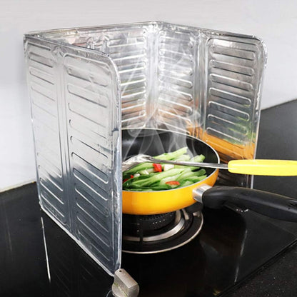 TOPINCN 3 Sided Splatter Guard Foldable Grease Splatter Screen for Frying Pan, Kitchen Splatter Shieldes Aluminum Foil Splashs Guard Oil Proof Plate Board for Kitchen Restaurant (silver)