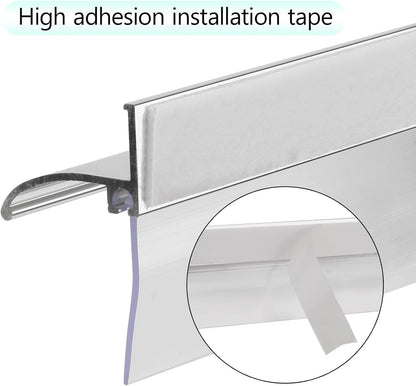 25" Shower Door Bottom Deflector for Chrome Framed Shower Door | Drip Rail Replacement with Vinyl Sweep,Attach pre adhesive installation tape and screws