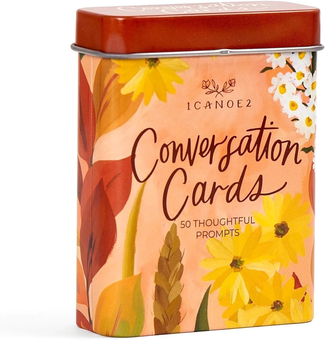 1Canoe2 Conversations Card Game, 50 Cards & Tin (Reading) | 50 Conversation Starter Cards, Decorative Storage Tin, Book Lovers Gift